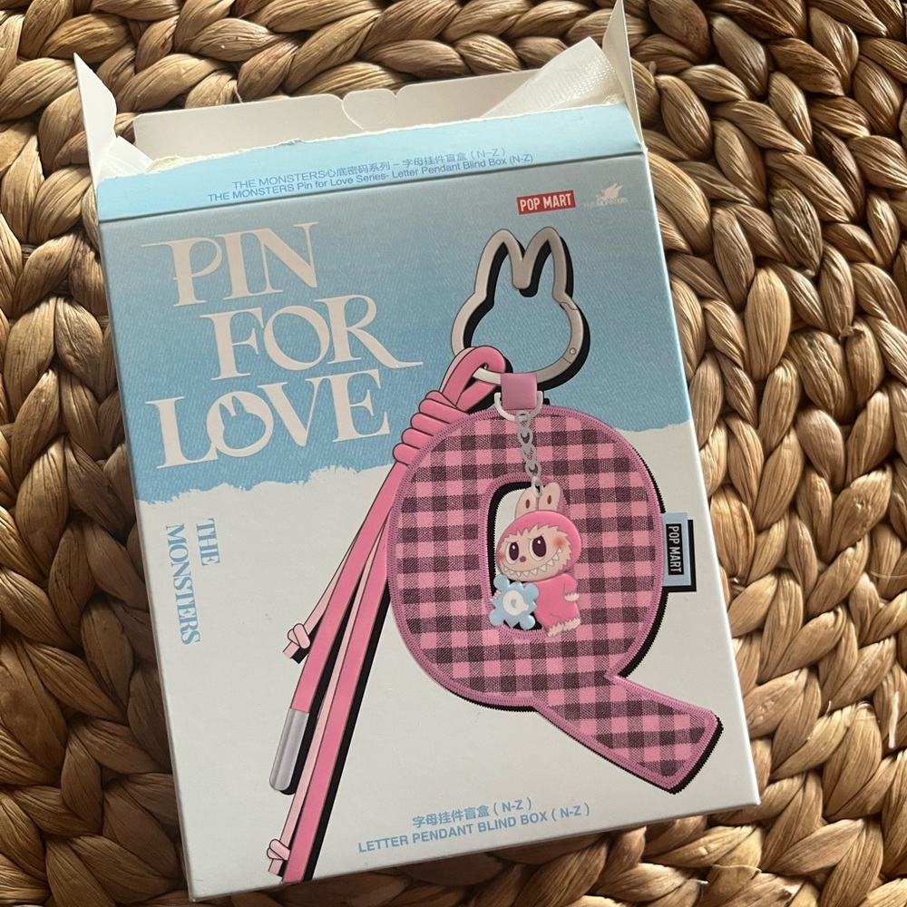 Pop Mart Pink Checkered Keychain with Pendant - LETTER Q
